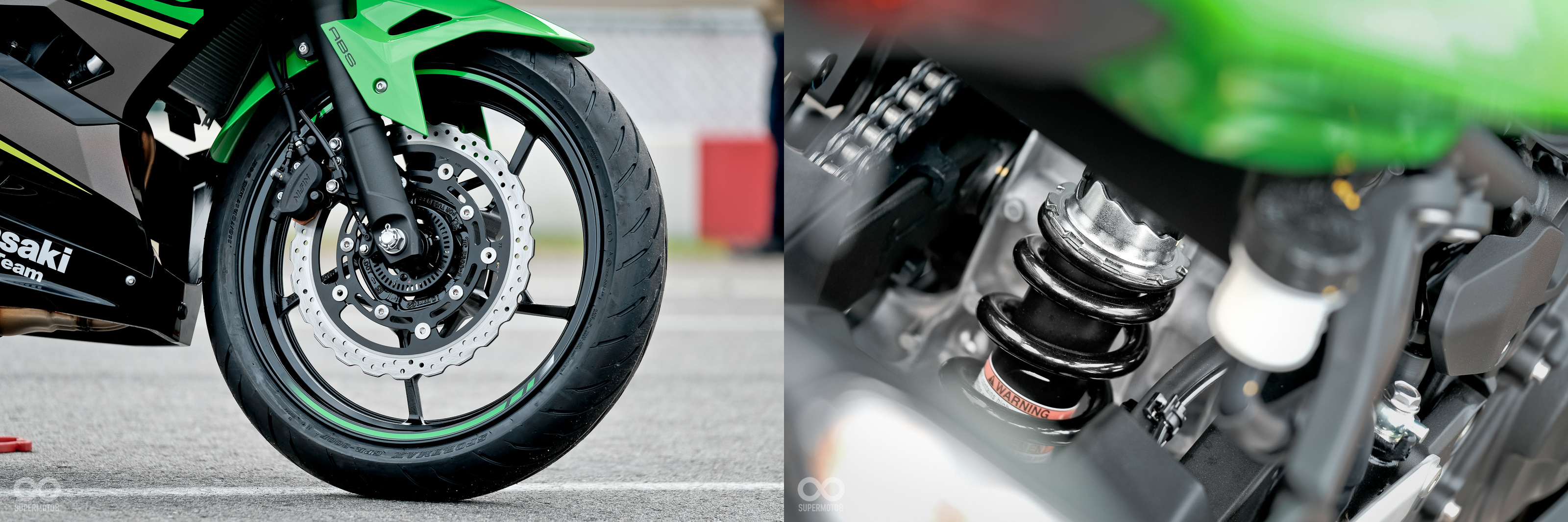 KAWASAKI NINJA 400的正立式前叉雖然大家頗有微詞，不過在操駕表現上並無遜色太多